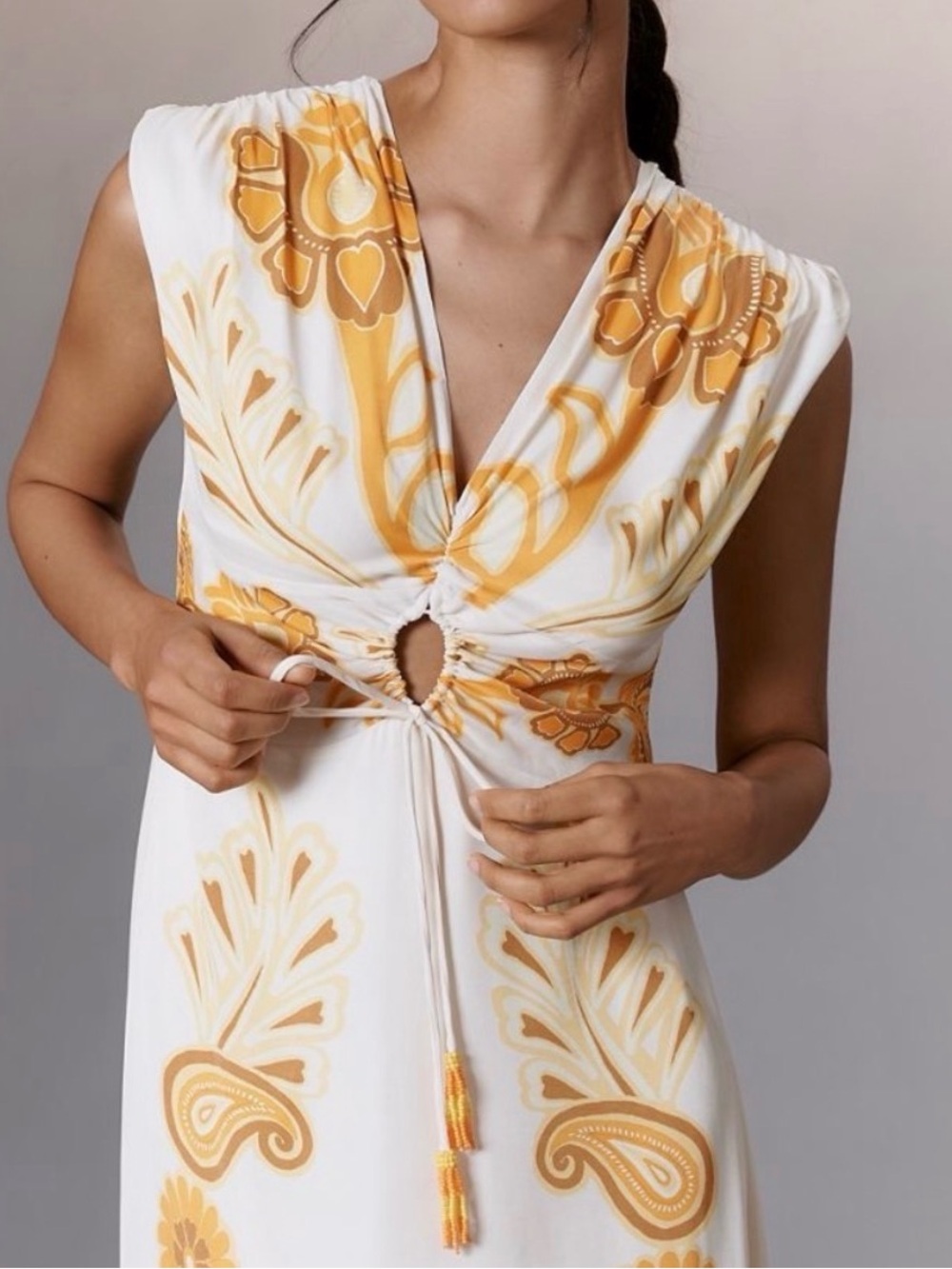 NWT! FARM Rio x Anthropologie Yellow Floral Sleeveless Maxi Dress - L - Picture 2 of 2